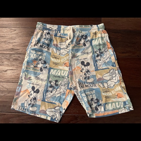 MENS ZARA DISNEY HAWAIIAN MICKEY MOUSE LIGHTWEIGHT DRAWSTRING SHORTS - Picture 4 of 4